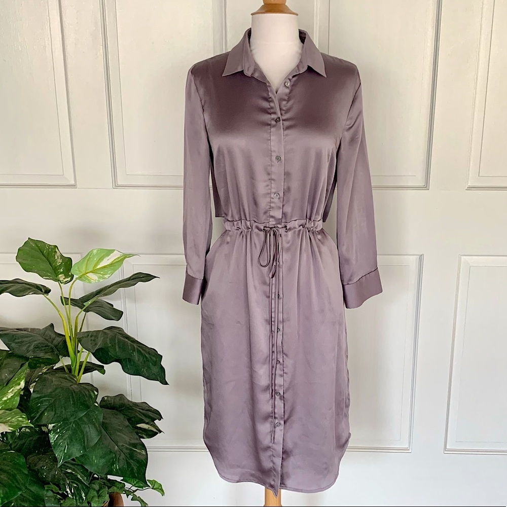 Banana Republic Satin Lilac Shirt Dress
